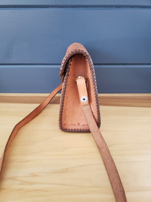 70s Leather Hand Tooled Bag