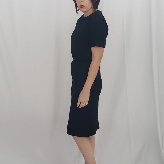 70s/80s Black Short Sleeve Dress