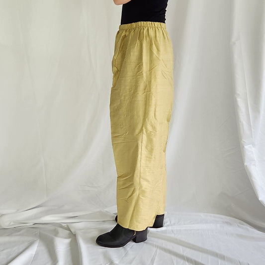 90s Gold Silk Pleated Pants