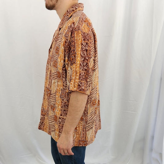 Vintage Hilo Hattie Orange Hawaiian Shirt
