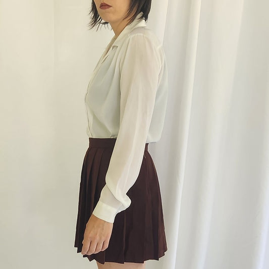 70s White Long Sleeve Button Down