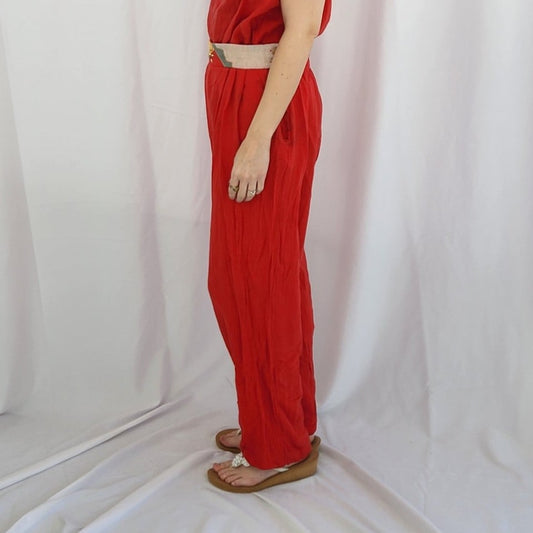 80s Red Cotton Pants