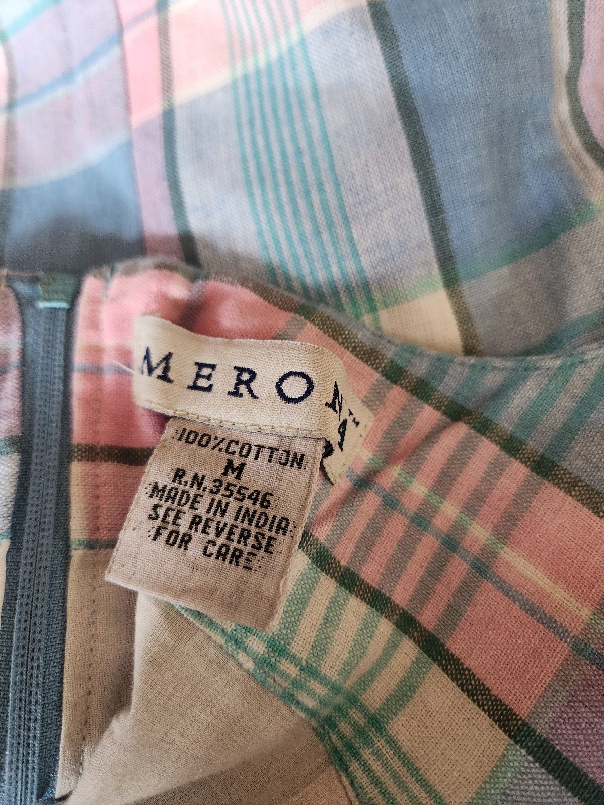 90s/Y2K Pink, Blue, and Green Plaid Dress