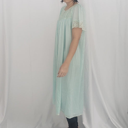 80s Blue Satin Nightgown