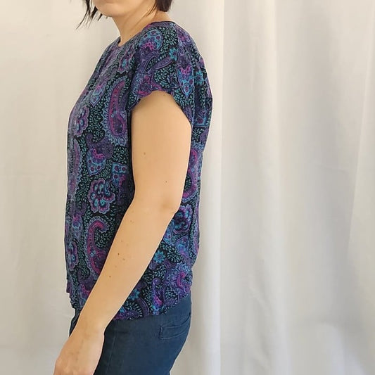 Vintage Purple and Teal Paisley Top