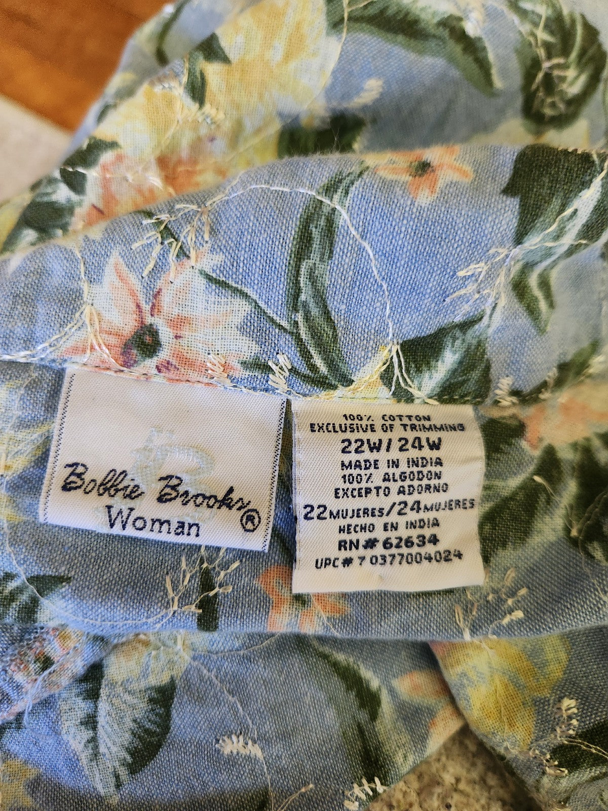 90s/00s Blue Floral Cotton Button Down