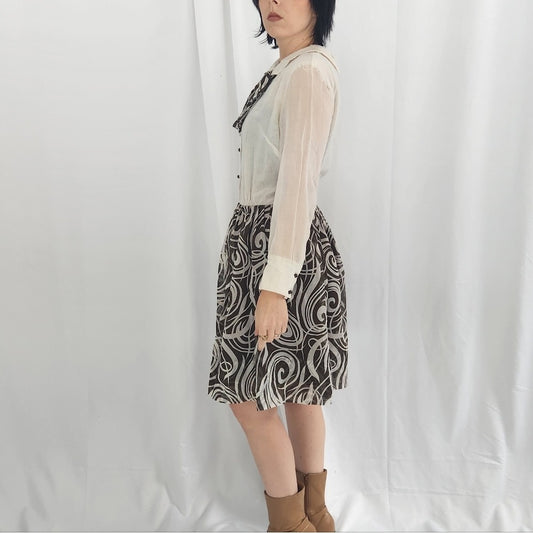 70s Home Made White and Brown Day Dress