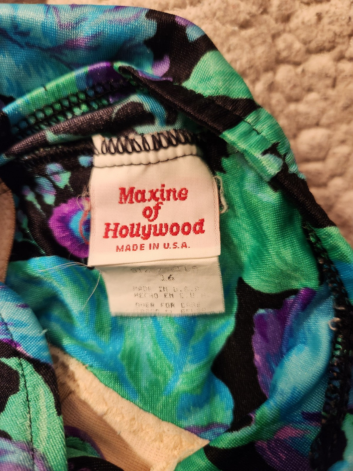 90s Blue, Green, and Purple Floral One Piece Swimsuit