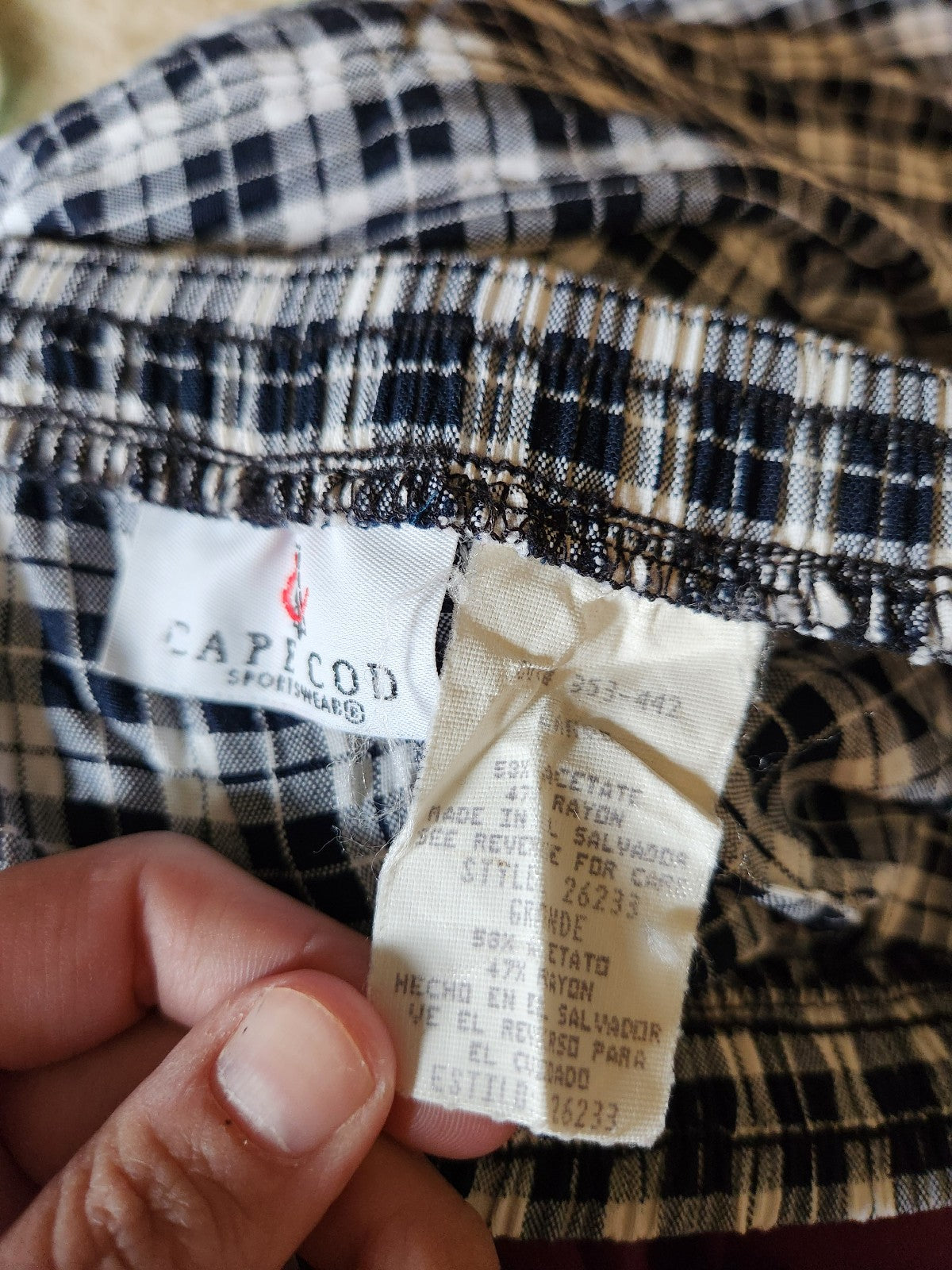 80s/90s Black and White Plaid Midi Skirt