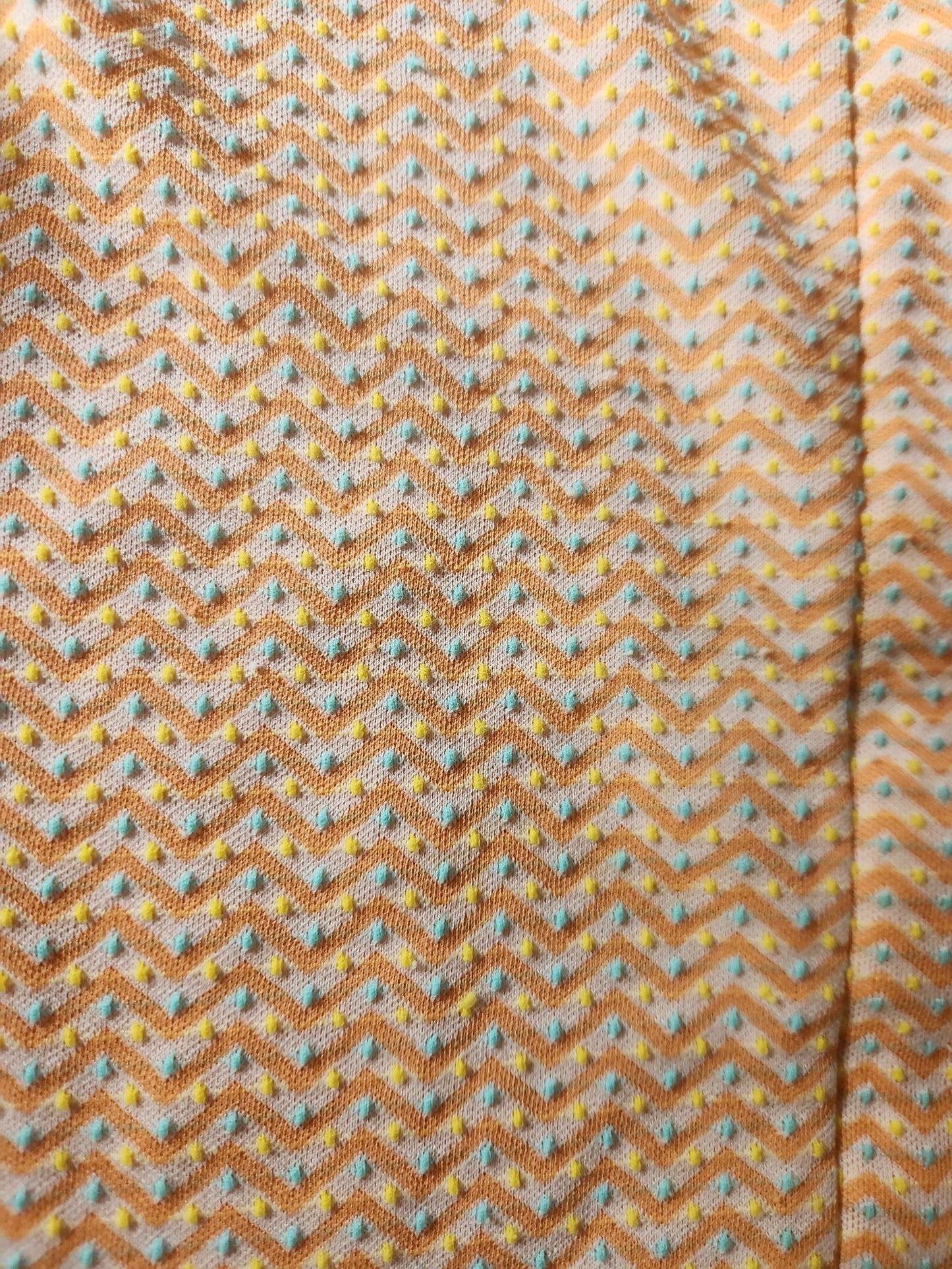 70s Home Made Peach Chevron Day Dress