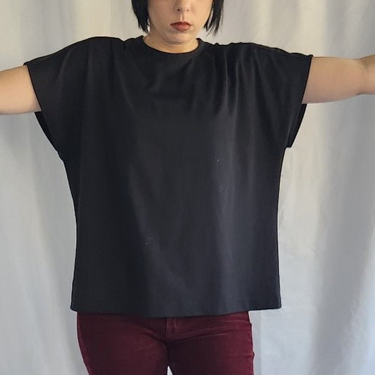 70s Black Poly Blouse