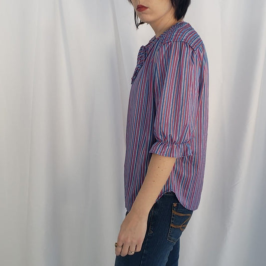 70s Red, White, and Blue Striped Top