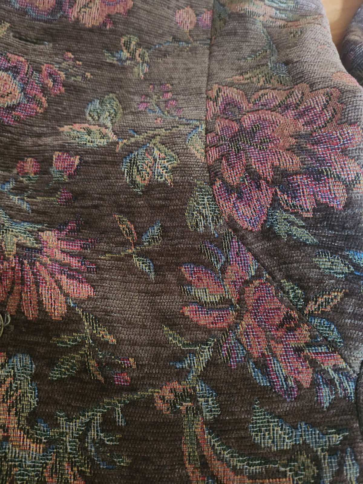 90s Brown and Pink Floral Tapestry Jacket