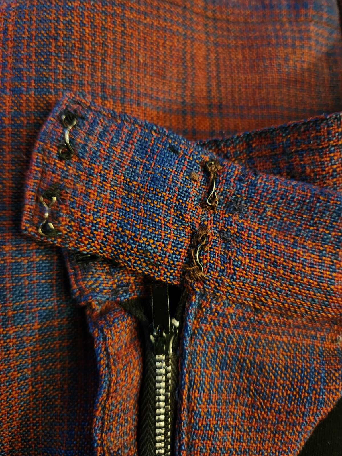 70s(?) Red and Blue Plaid Skirt Suit