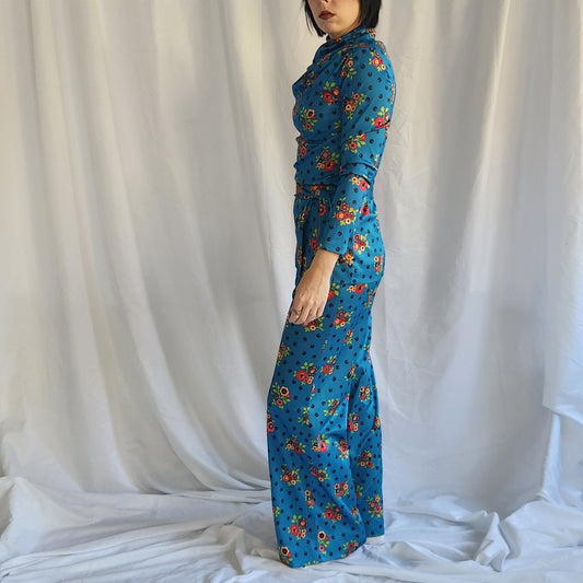 60s/70s Teal Floral Leisure Set