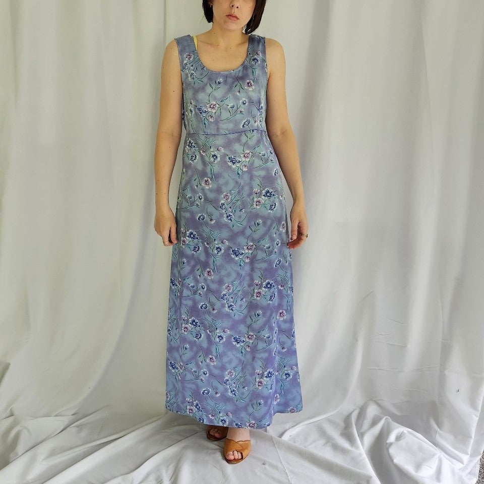 90s/Y2K Satin Blue Floral Dress Kaitlyn's Vintage Closet 90s/Y2K Satin Blue Floral Dress Kaitlyn's Vintage Closet