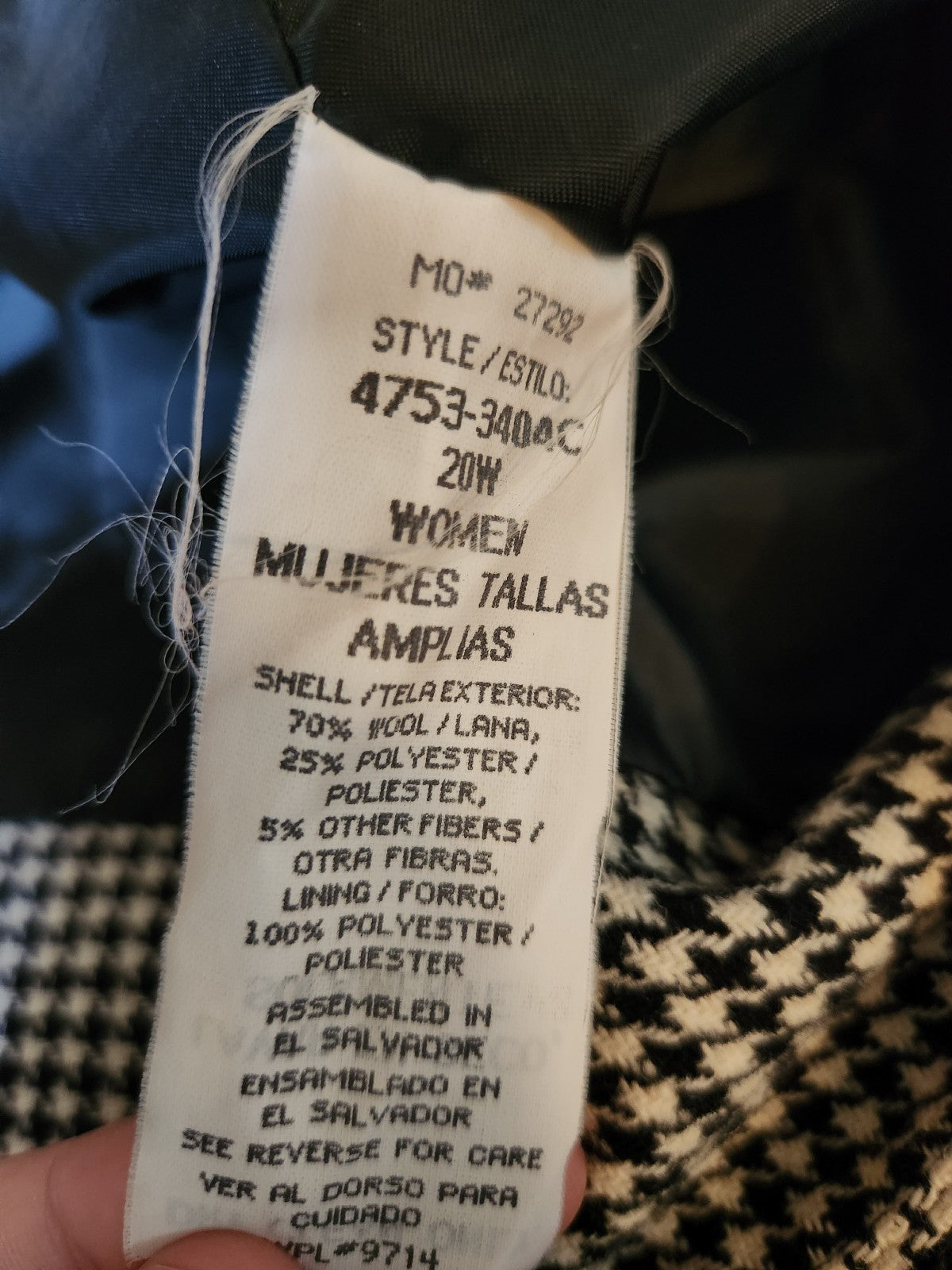 90s Black and White Houndstooth Wool Blazer