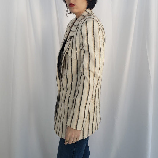 80s/90s Christian Dior Rayon and Silk Striped Blazer
