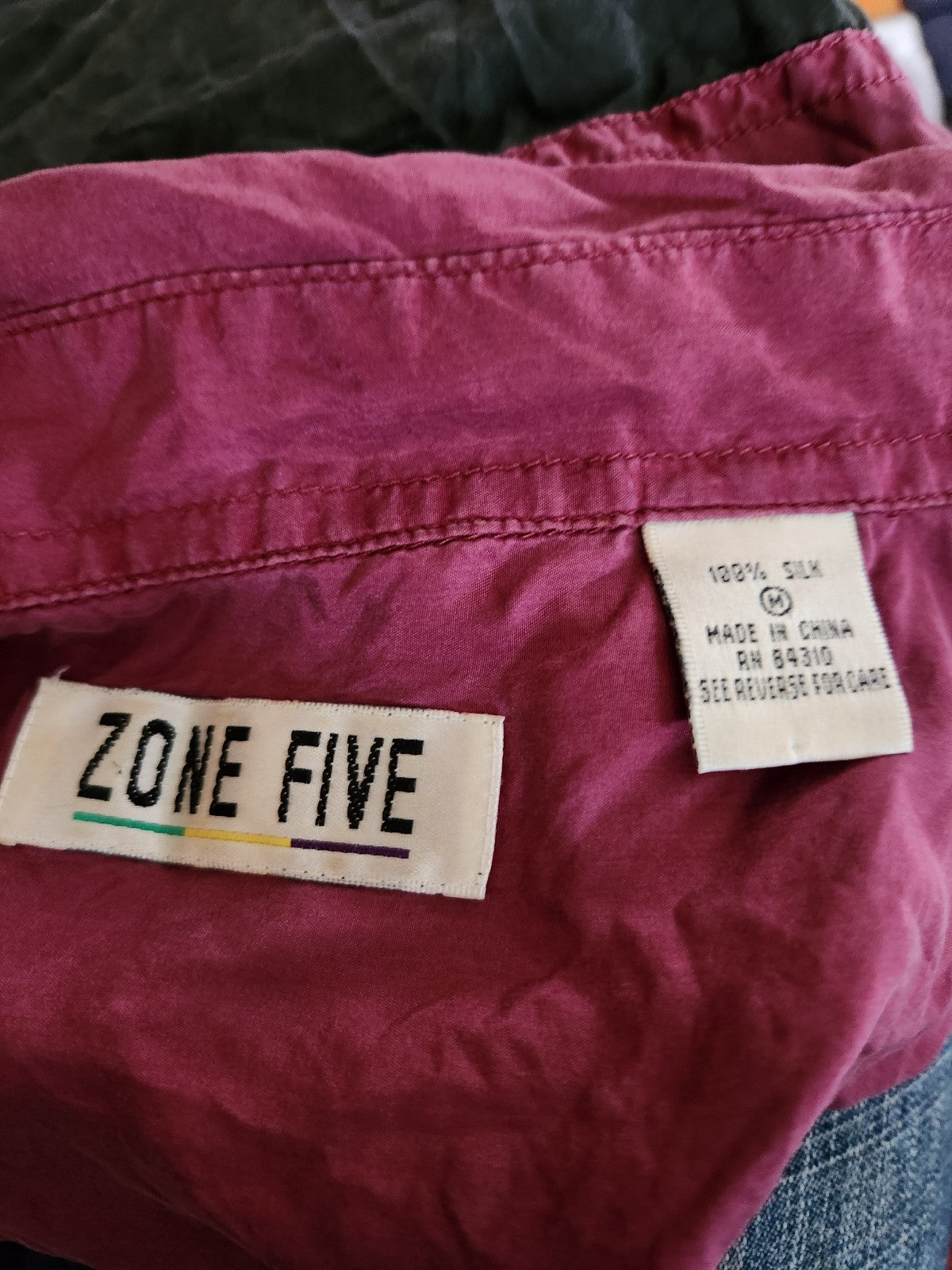 90s Black and Maroon Silk Button Down