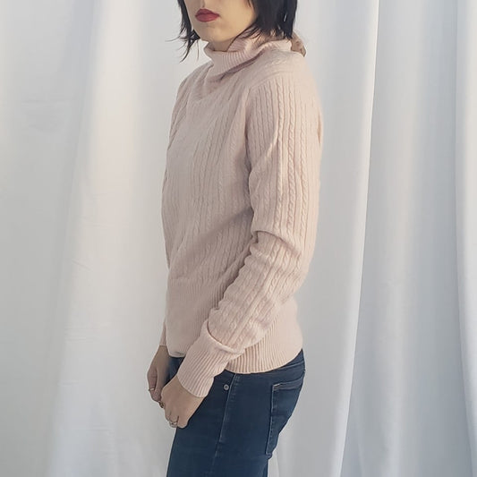 90s Deadstock Pink Cable Knit Cashmere Sweater