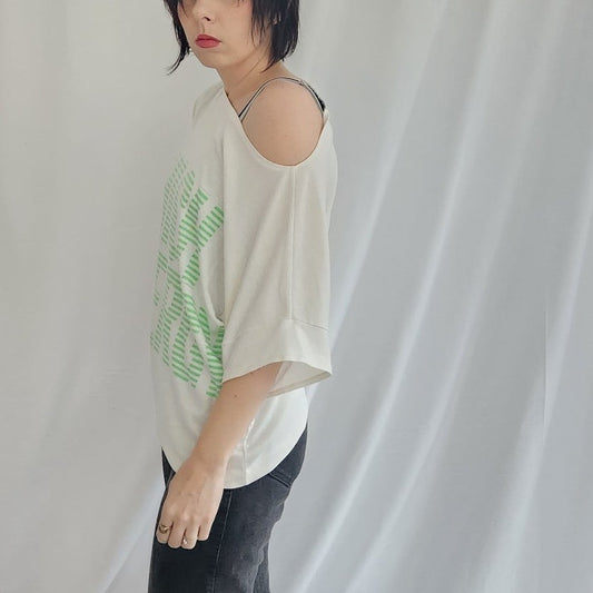 80s White and Green High Energy Tee