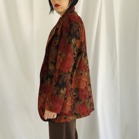 90s Dark Floral Blazer