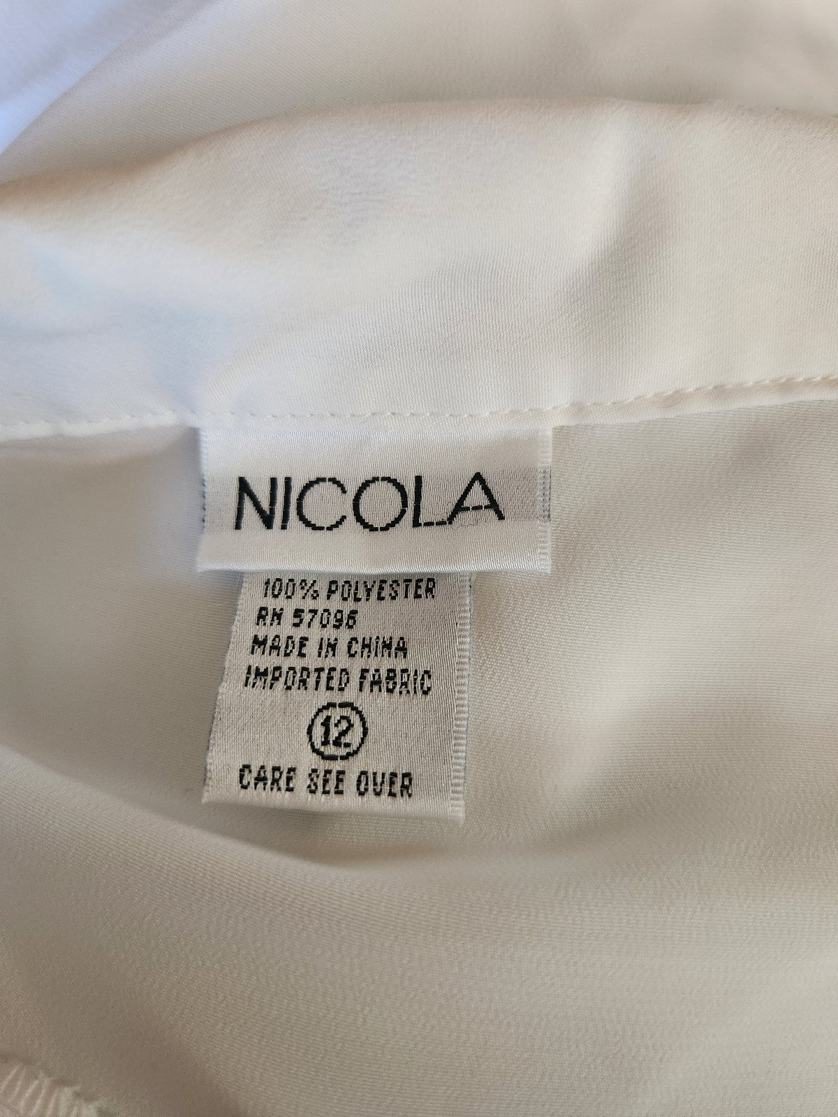 90s White Embroidered High Neck Blouse