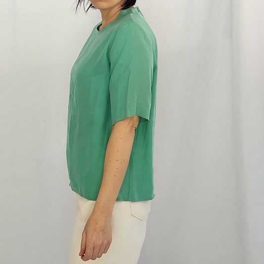 90s Green Silk Top
