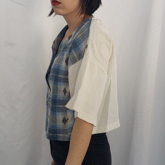 90s Waffle Knit Boxy Cropped Tee