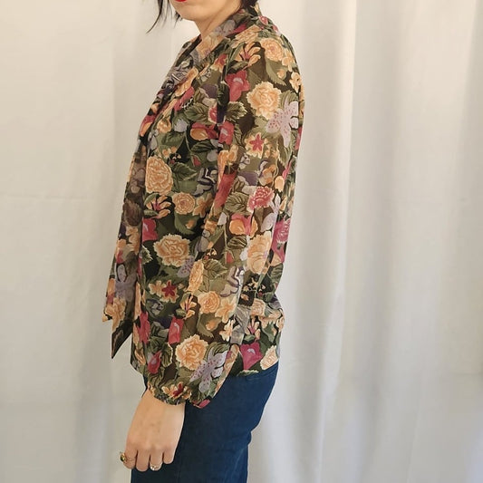 70s Sheer Floral Blouse
