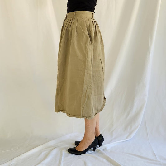 80s/90s Khaki Cotton Midi Skirt