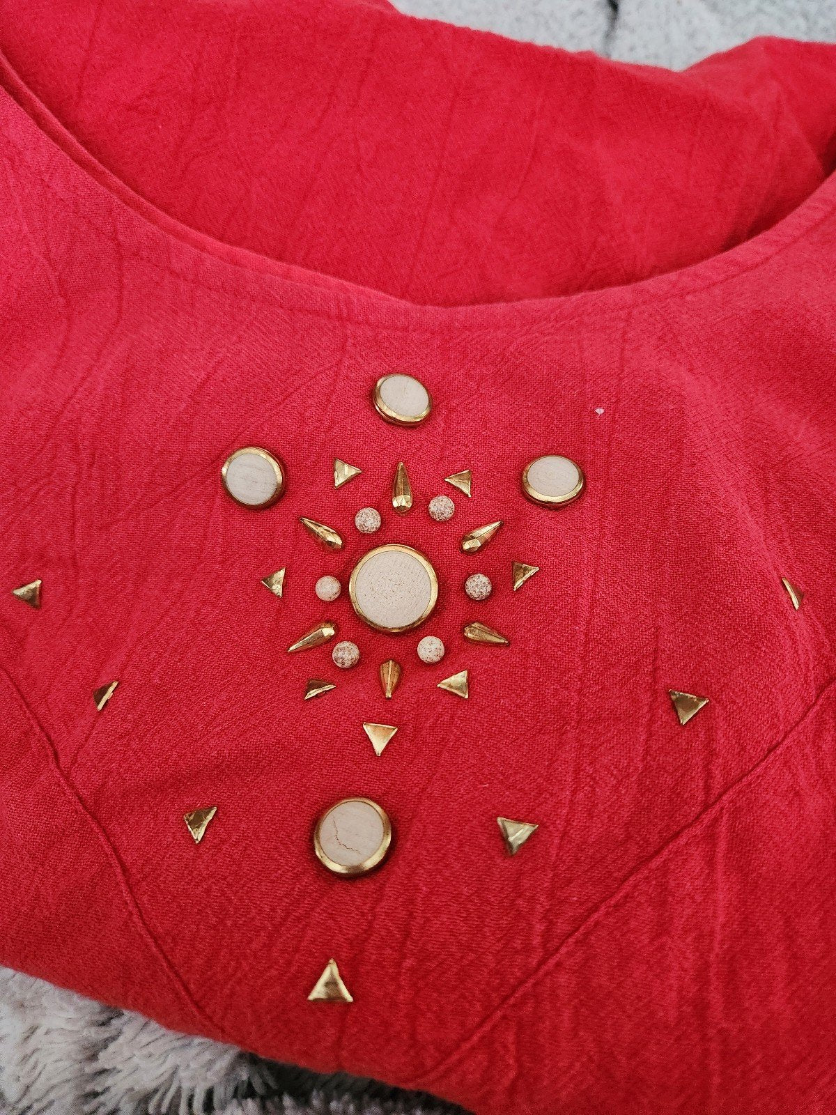 90s Red Cotton Bedazzled Sleeveless Top