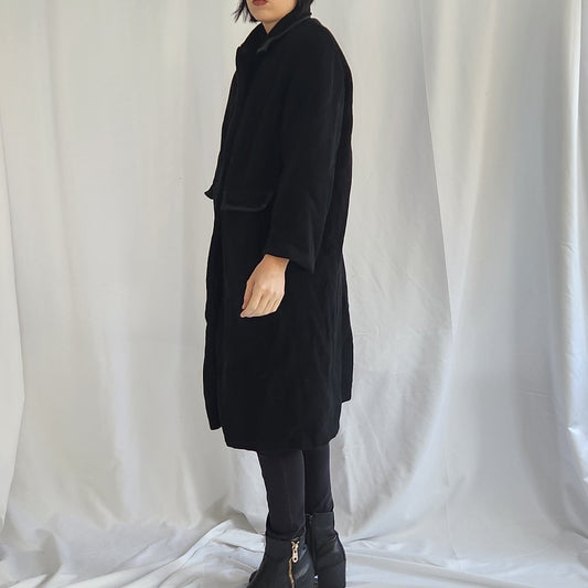 60s Black Wool Overcoat