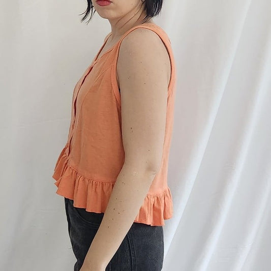 80s Coral Peplum Top
