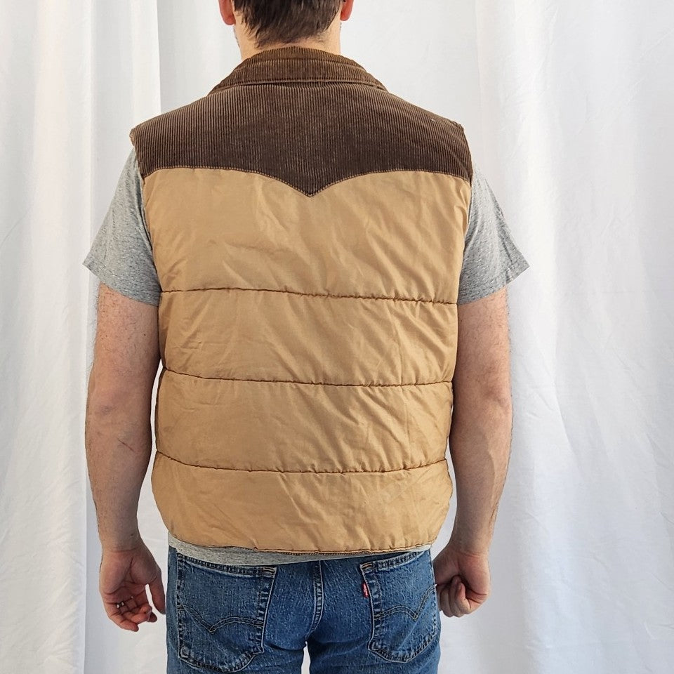 80s Brown Corduroy Reversible Vest