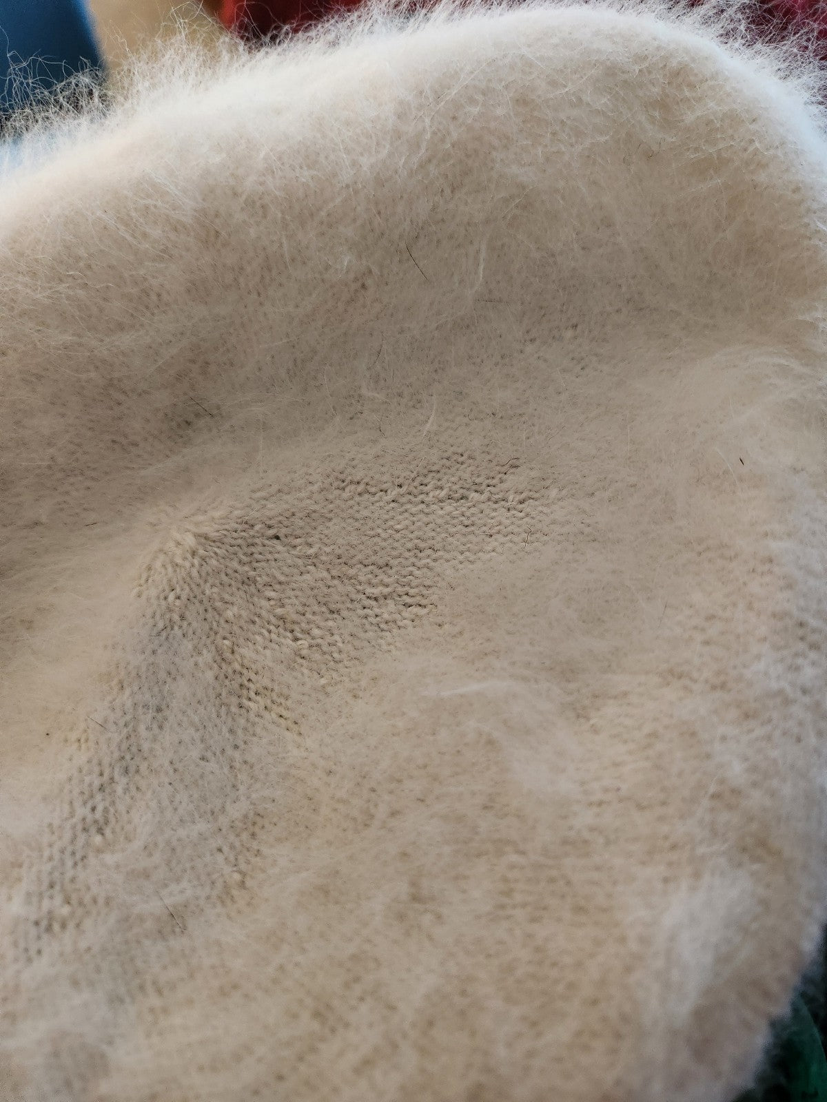 Vintage White Angora(?) Flat Cap