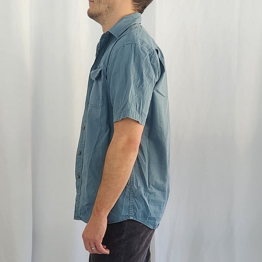 90s(?) Blue Short Sleeve Button Down