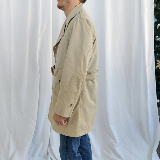 70s/80s Light Tan Double Breasted Trench Coat