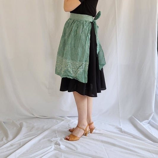 Vintage Green Gingham Apron
