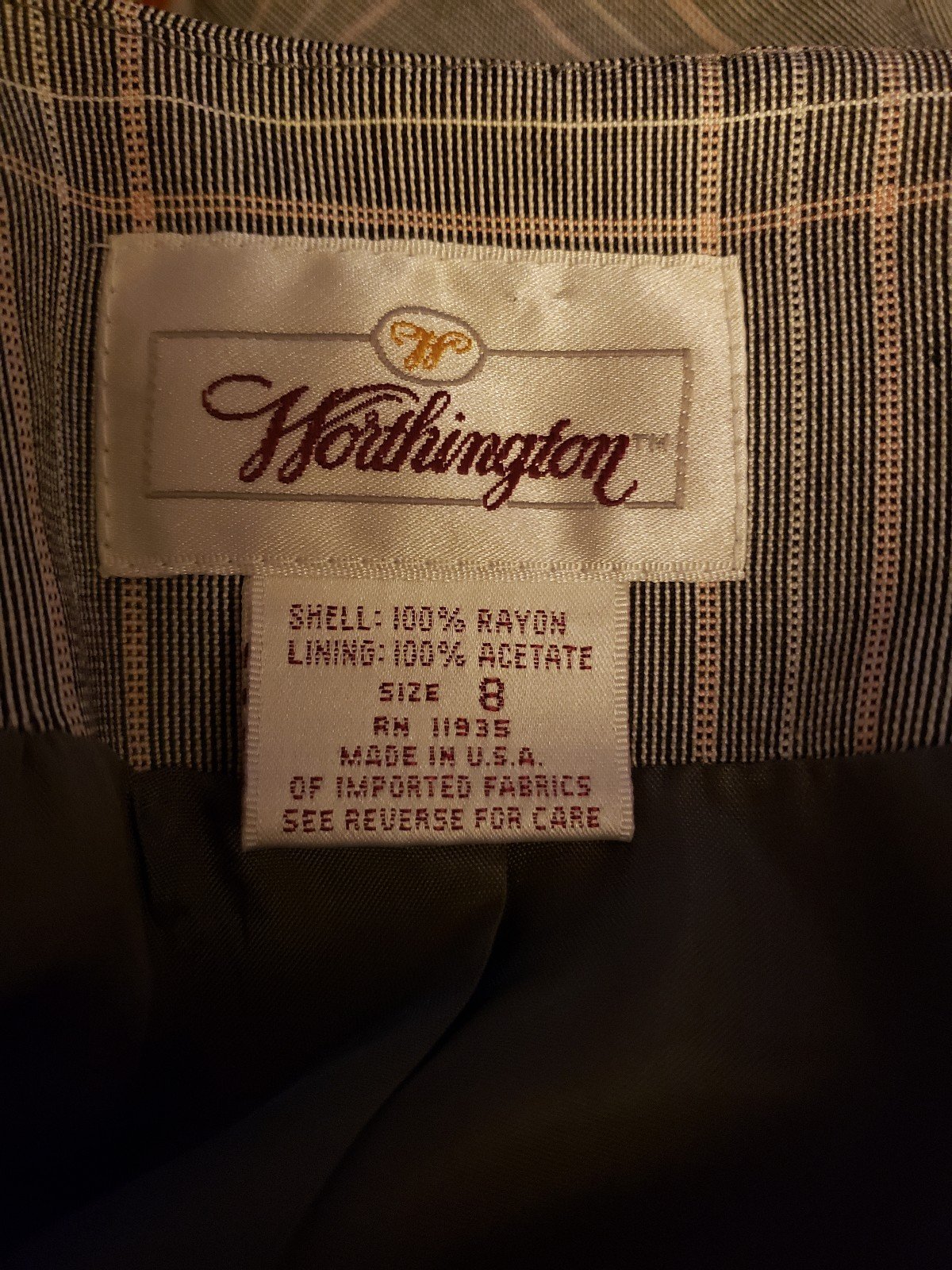 90s Gray and Pink Plaid Double Breasted Blazer