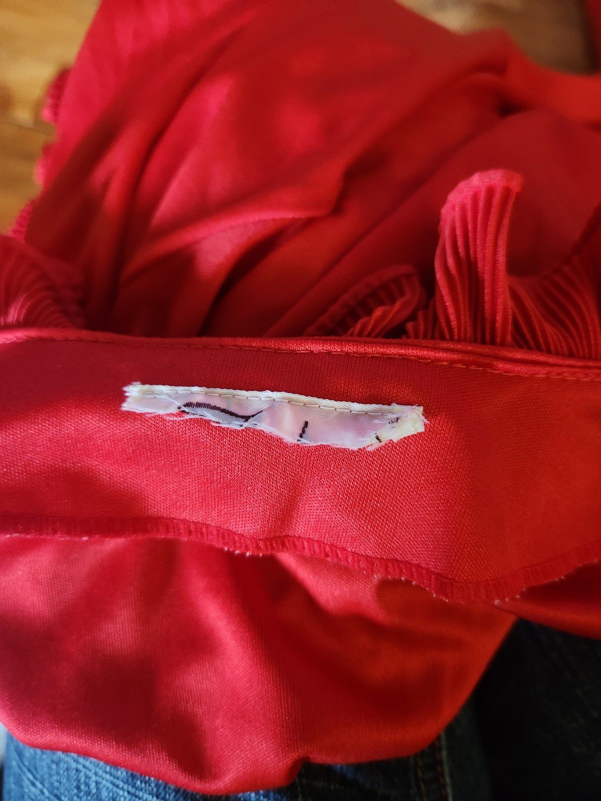 70s Red Frilly Button Down Blouse