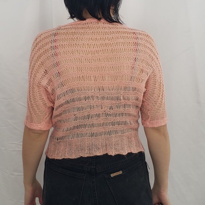 80s Pink Crochet Sweater