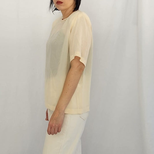 90s Cream Silk Blouse