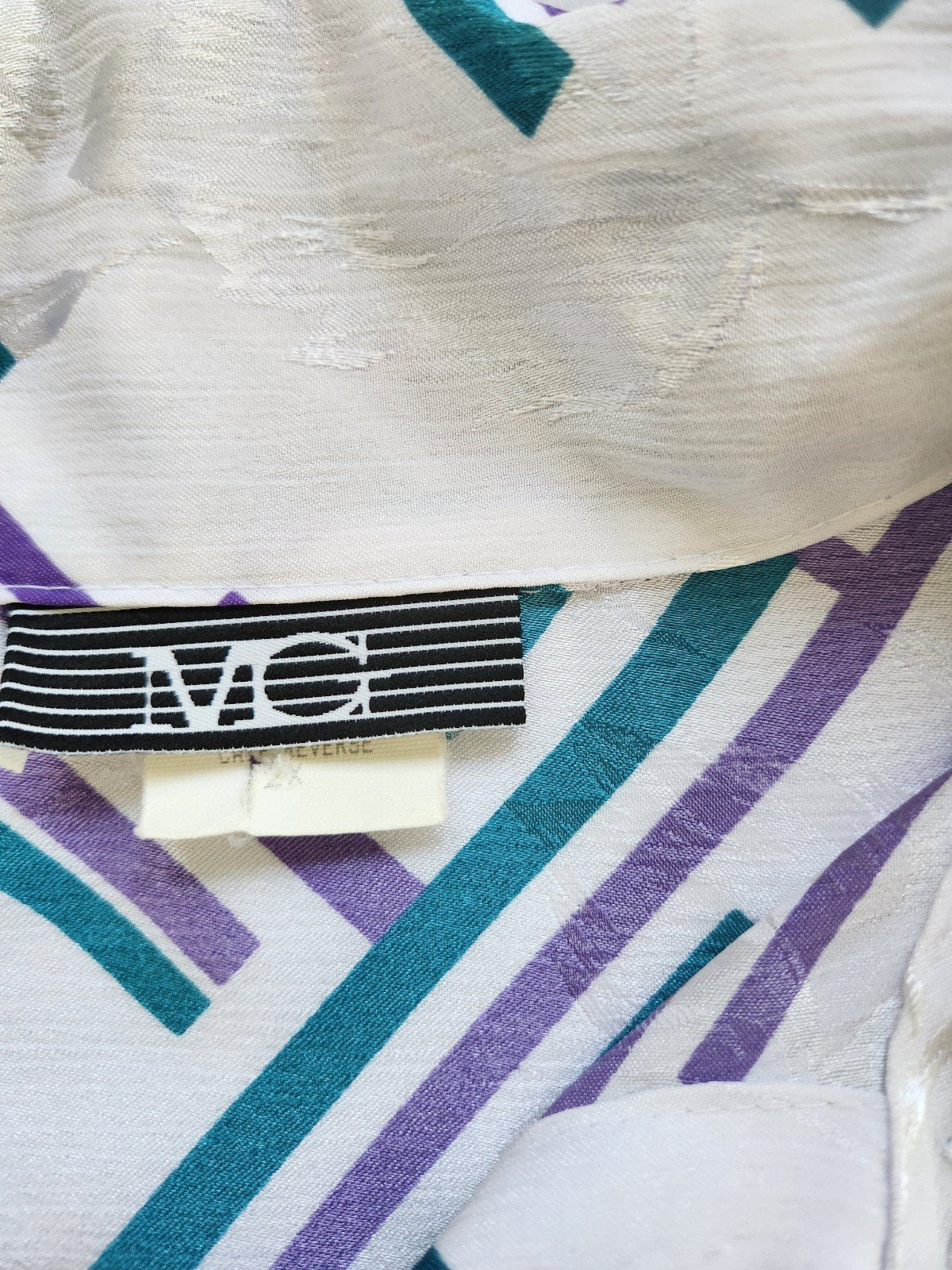 80s White, Purple, and Teal Funky Button Down