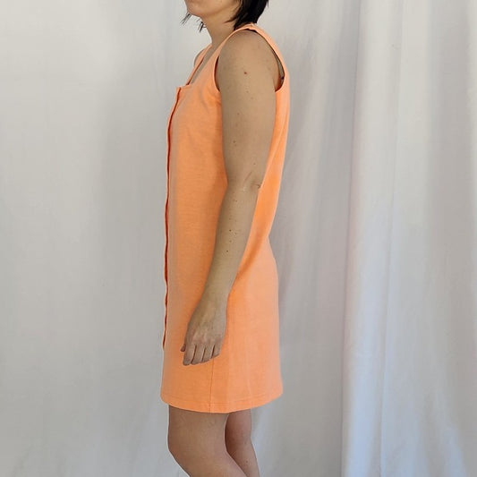 80s/90s Coral Sleeveless Button Down Dress