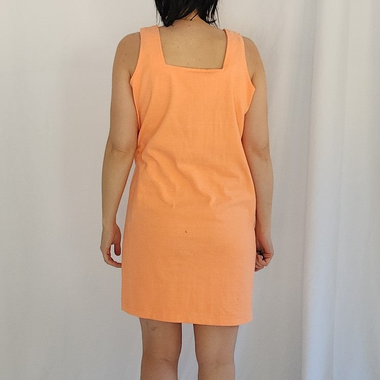 80s/90s Coral Sleeveless Button Down Dress