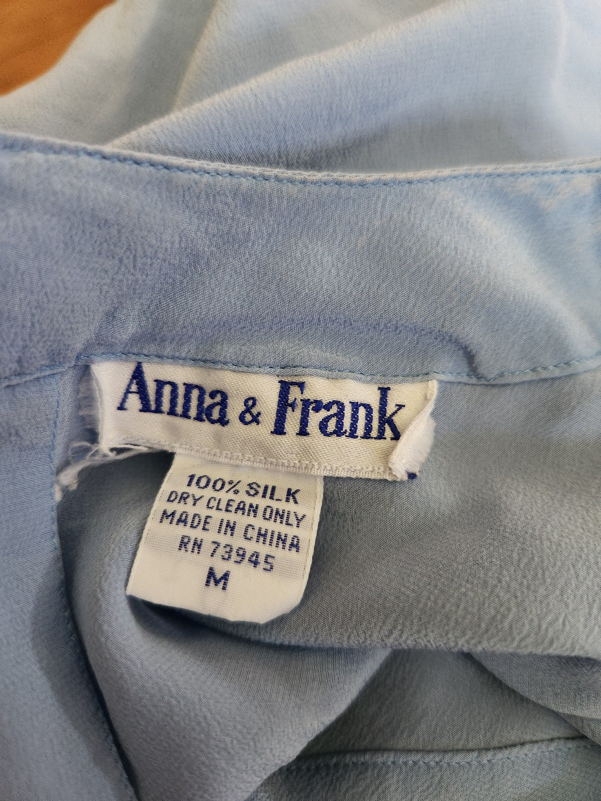 90s Blue Silk Short Sleeve Blouse