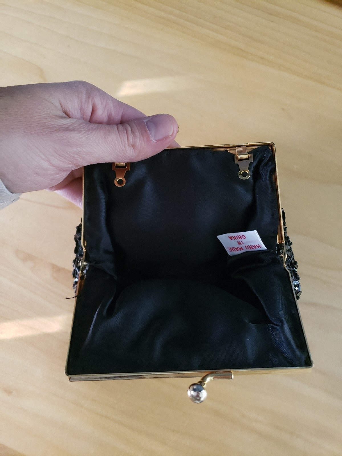 Vintage Black Beaded Coin Purse