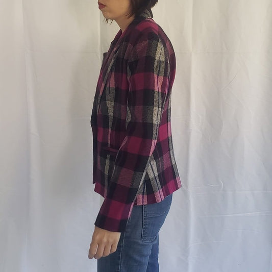 Vintage Pink and Black Homemade Plaid Blazer