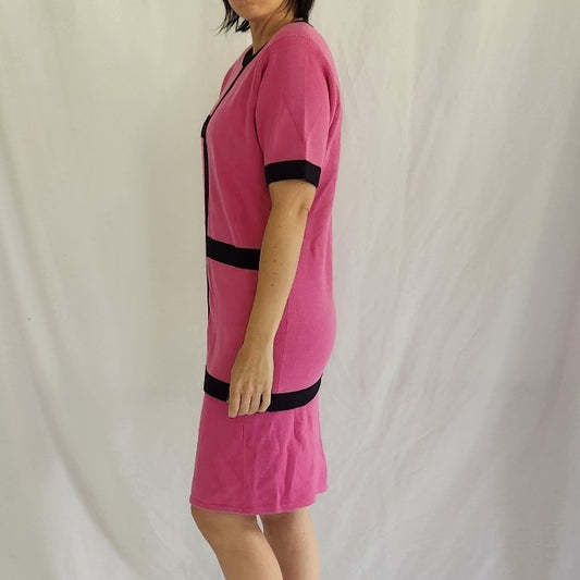 Y2K Casual Corner Pink Knit Top and Skirt Set